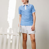 sky blue baseline stripe polo shirt