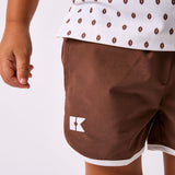 brown retro super short with white piping