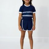girls navy super short