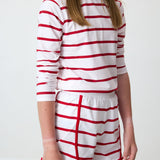 girls red and white stripe super short