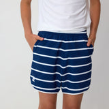 navy/white stripe retro super short with white piping