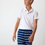 navy/white stripe retro super short with white piping