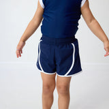 girls navy super short