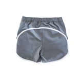 gray retro super short with white piping