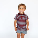 maroon/gray qb stripe polo shirt