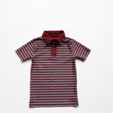 maroon/gray qb stripe polo shirt