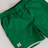 kelly green retro super short with white piping