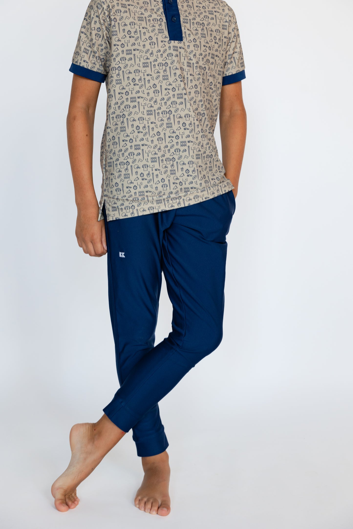 navy warm-up jogger