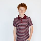 maroon/gray qb stripe polo