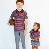 maroon/gray qb stripe polo