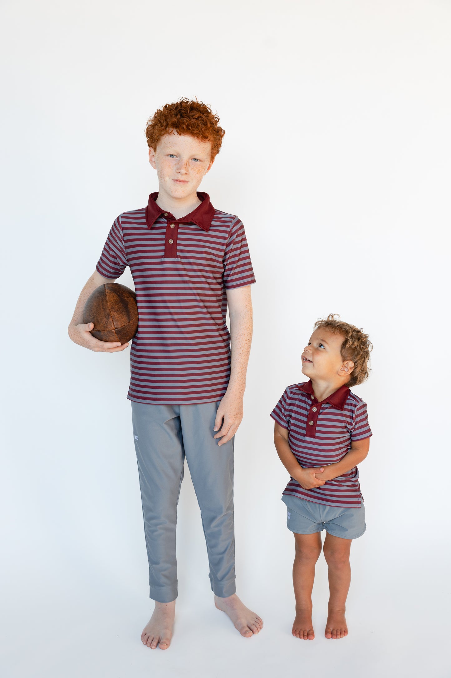 maroon/gray qb stripe polo