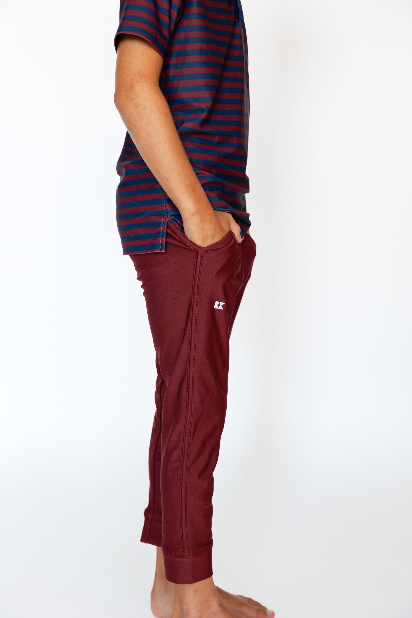 maroon warm-up jogger