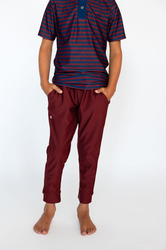 maroon warm-up jogger