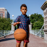 navy/maroon plaid polo shirt