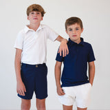 navy polo shirt